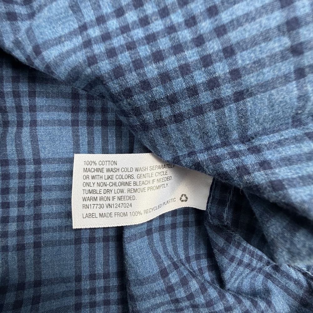 Mens Blue Plaid‎ Long Sleeve Button Down Cotton Shirt Large Casual - Picture 4 of 7